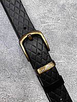 Женский ремень Chanel кожаный, Черный/Желтое золото