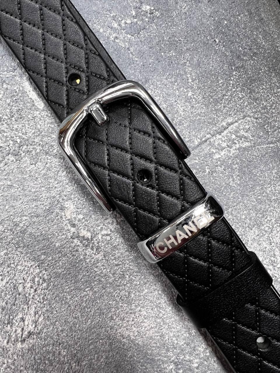 Жіночий ремінь Chanel шкіряний, Чорний/Срібло