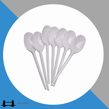 Ложки одноразові СТОЛОВІ із пластику білого кольору 100 шт для холодних і гарячих страв / одноразовий посуд