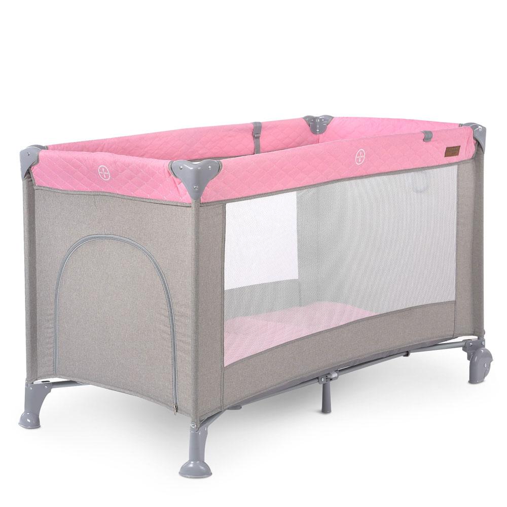 Манеж дитячий EL CAMINO ME 1096 ACTIVE Pink Gray 2колеса, вхід-змійка, кишеня, 2 кільця, фото 1