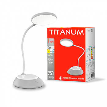 Лампа настільна LED TITANUM TLTF-022G 7W 3000-6500K USB з акумулятором, сіра