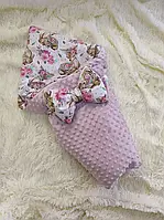 Детский конверт-одеяло на выписку/прогулку деми/лето "Олененок 2" розовый