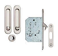 Комплект Siba для розсувних дверей - Ручки врізні із замком -нікель