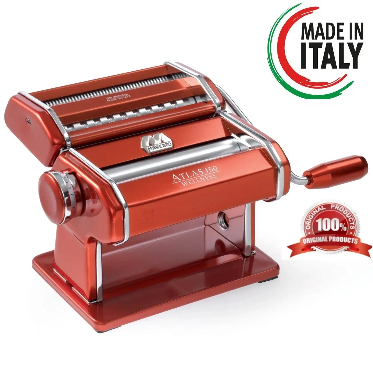 Локшинорізка Marcato Atlas 150 Rosso паста-машина для нарізки локшини і тіста — Оригінал!