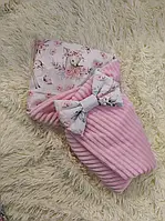 Детский конверт-одеяло на выписку/прогулку деми/лето "Олененок" розовый