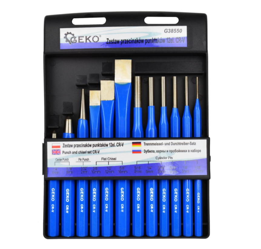 Набір зубил/пробийнтків 12 одиниць CR-V GEKO G38550, фото 1