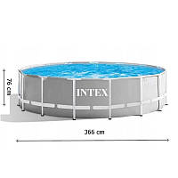 Каркасный бассейн Intex 366x76 см Prism Frame Pool 26710, круглый, объем воды 6503л