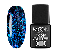 MOON FULL TOP GLITTER 8 ml № 04 (Blue) - топ для гель лака