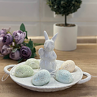 Декоративная тарелка для яиц с Кроликом, 23см, цвет - белый