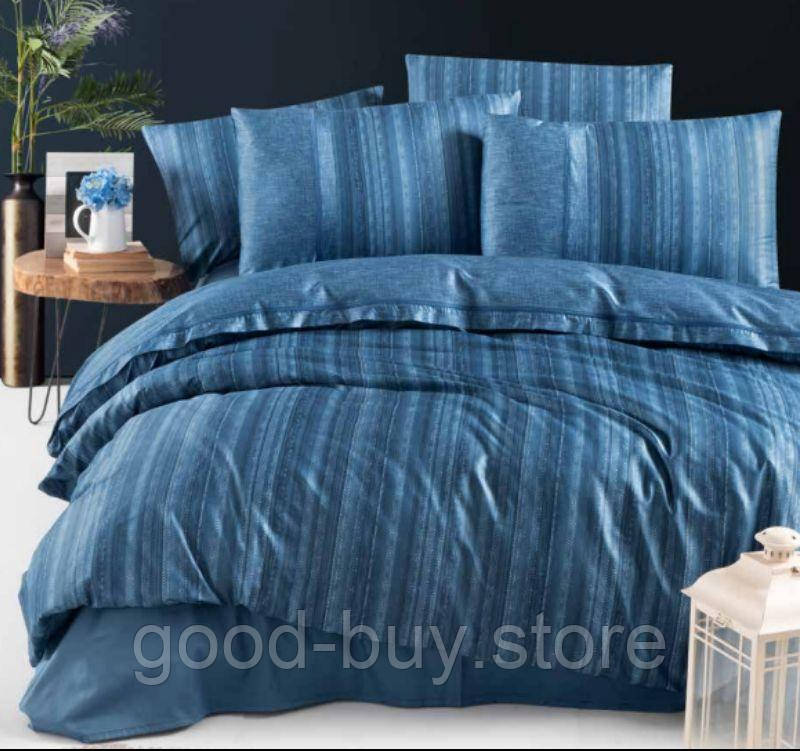 Постільна білизна Talya Blue La Romano premium сатин евро 200х220