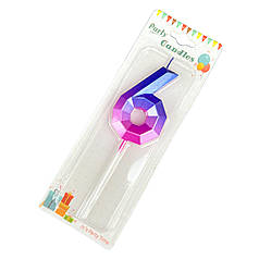 Свічка цифра 6 омбре - Diamond