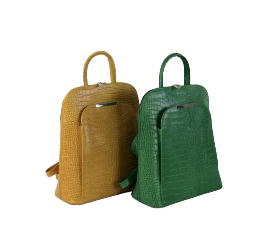 Шкіряний жіночий рюкзак під крокодила, фото 1