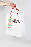 Пакет подарунковий паперовий 8 Березня 260*150*320 мм Святковий пакет з ручками шнурками, фото 2