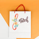 Пакет подарунковий паперовий 8 Березня 260*150*320 мм Святковий пакет з ручками шнурками, фото 7
