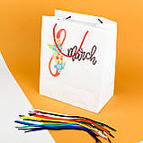 Пакет подарунковий паперовий 8 Березня 260*150*320 мм Святковий пакет з ручками шнурками, фото 4