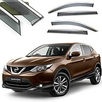 Дефлекторы окон Nissan Qashqai 2014- (з хром молдингом)