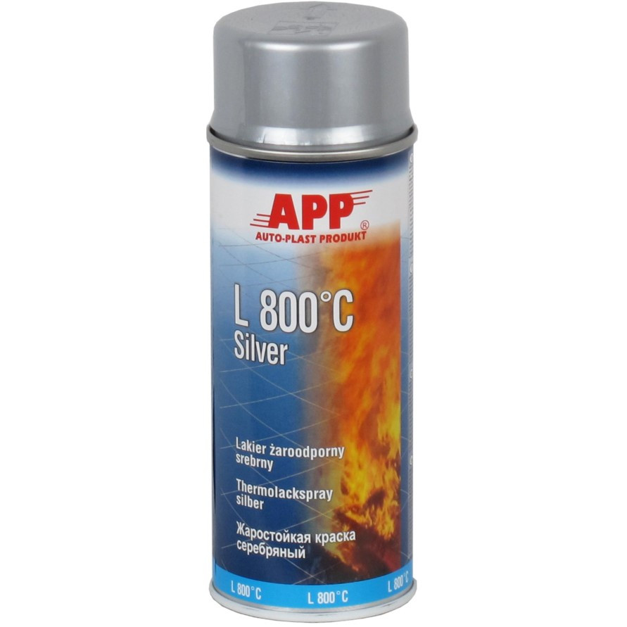 Термостійка аерозольна фарба APP L 800°C Срібна 400 мл, фото 1