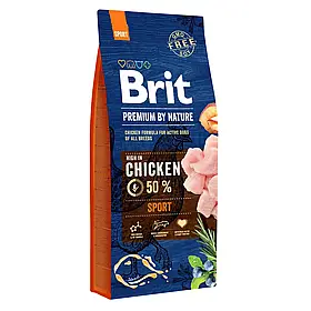Сухий корм для активних собак усіх порід Brit Premium Sport 15 кг (курка)
