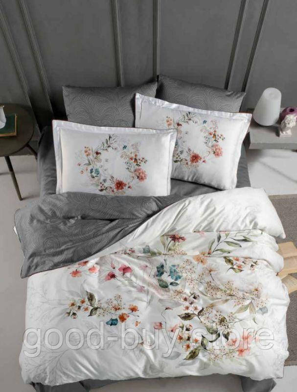 Постільна білизна Floral Grey La Romano premium сатин евро 200х220