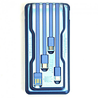 Повербанк 10000мАч на сонячній батареї 4в1, Синій / Портативний зарядний пристрій / PowerBank з ліхтариком, фото 4