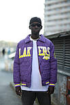 Чоловіча куртка бомбер Lakers NBA осінь-весна демісезонна фіолетова Туреччина. Живе фото, фото 3