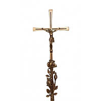 Крест латунный с розою и распятием православный для памятника 50 см (цвет бронза)