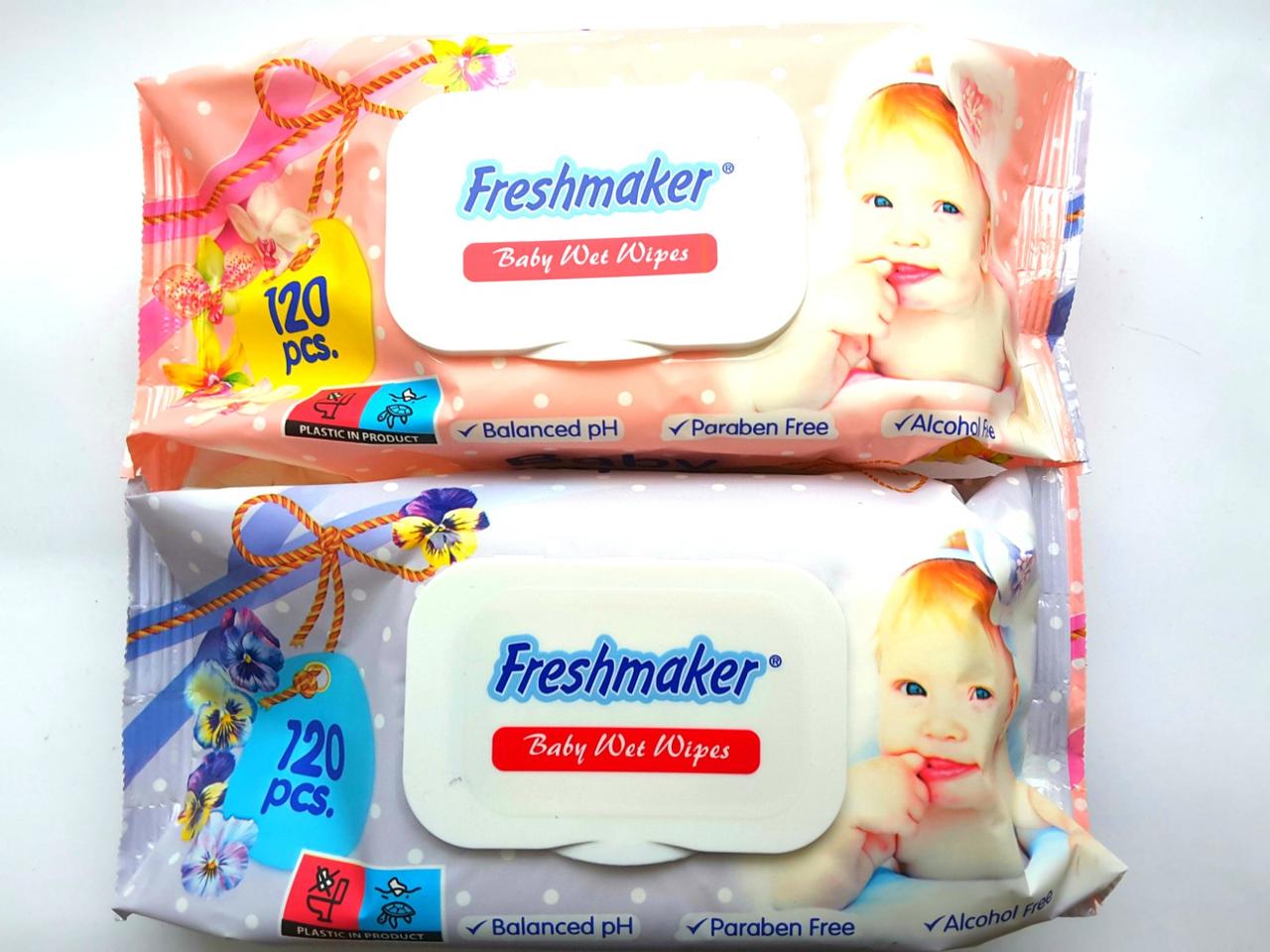 Вологі дитячі серветки Freshmaker 120 штук, фото 1