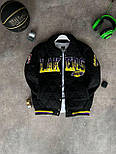 Чоловіча куртка бомбер Lakers NBA осінь-весна демісезонна чорна Туреччина. Живе фото, фото 3