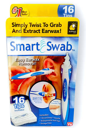 Smart Swab - Прилад для чищення вух (Вухочистка), 16 насадок, фото 2