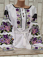 Вышиванка женская на домотканом полотне "Мария" 40 й розмір