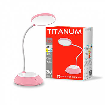 Лампа настільна LED TITANUM TLTF-022P 7W 3000-6500K USB з акумулятором, рожева