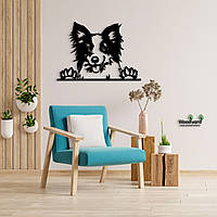 Панно Бордер-коллі 25x18 см - Картини та лофт декор з дерева на стіну.