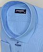 Сорочка чоловіча батальна блакитна Passero vd-0122 класична сорочка в клітку з довгим рукавом ошатна, фото 7