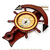 Годинник зі штурвалом настінний дерев'яний "Якор" 1024-818A, фото 3