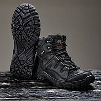 Ботинки кроссовки тактические по косточку TACTIK UKR TEC BLACK натуральная кожа демисезон черный