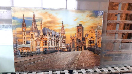 Стеклянное панно с фото старого города Гент 3