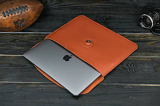 Шкіряний чохол для MacBook Air 13" (2018-2021) Дизайн №35, шкіра Grand, колір коричневий відтінок Коньяк, фото 2