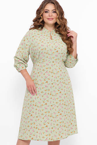 Купить Элегантное летнее платье батальное поплин ниже колена, цена 1260 ...