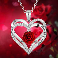 Кулон підвіска Червона троянда у серці