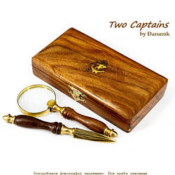 Набір лупи та ніж для конвертів дерев'яної коробки NI153A 