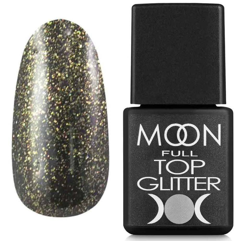Топ для нігтів без липкого шару золотий MOON FULL Top Glitter Gold №02 8 мл