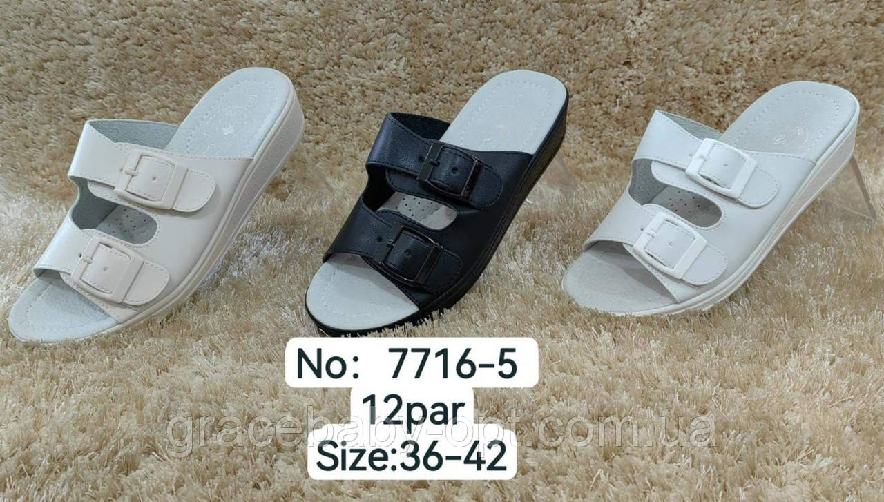 Шльопанці шкіряні жіночі оптом, 36-42 рр., № 7716-5, фото 1