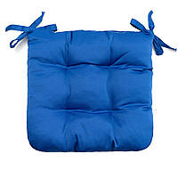 Подушка для стула, кресла, табуретки 30х30х8 синяя завязки с двух сторон