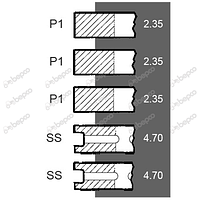 Поршневые кольца 100 x 2,38 x 2,38 x 2,38 x 4,74 x 4,74 двигателя FORD 220 (E1A MkI) 590E 592E 220 (E1A MkII)