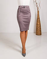 Замшевая весенняя женская юбка-карандаш с поясом, серо-лиловая, больших размеров 42, 44, 46, 50