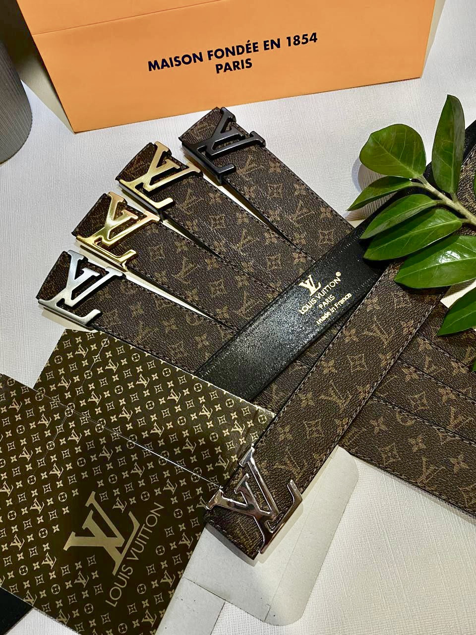 Ремінь шкіряний Louis Vuitton луї вітон, чорний