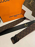 Ремінь шкіряний Louis Vuitton луї вітон, чорний, фото 6