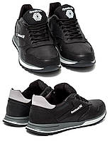 Мужские кожаные кроссовки Reebok (Рибок) Classic Leather Black Classic Leather Trail Black, спортивные мужские