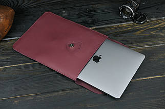 Шкіряний чохол для MacBook Air 13" (2018-2021) Дизайн №36, натуральна шкіра Grand, колір Бордо, фото 3