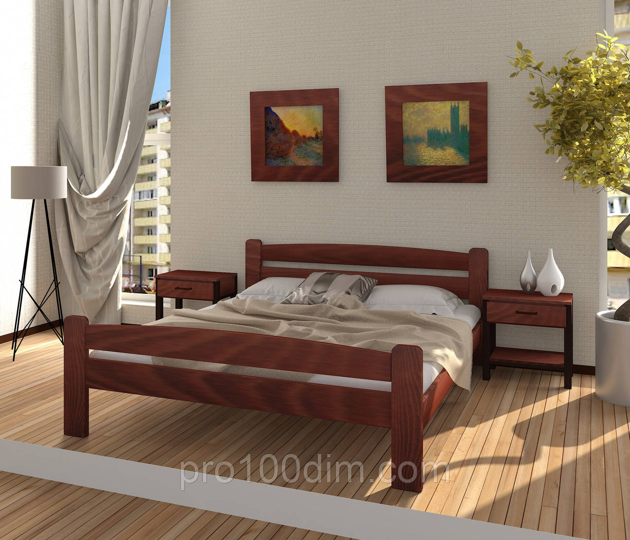 Ліжко двоспальне дерев'яне букове Каспер